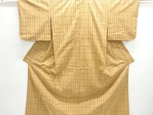 アンティーク　格子織り出し手織り節紬着物